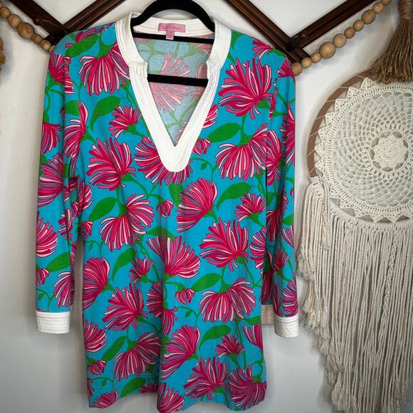 Lilly Pulitzer Tops - Lilly Pulitzer Turquoise Kissue Joy Tunic